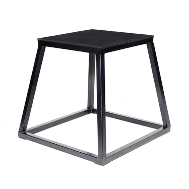 Black metal bar stool table base with square top and sturdy steel frame
