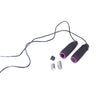Black and pink padded skipping rope handles with textured grip and adjustable end caps