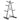Black steel exercise barbell stand with adjustable support arms and rubber feet