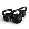 Black adjustable kettlebell handles pair, durable rubber-coated grips with CAP weight plates (15 lb/20 lb).